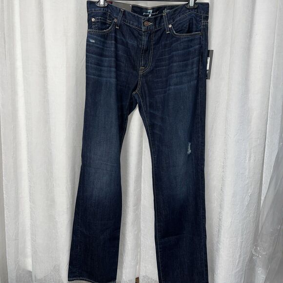 7 For All Mankind Other - 7 for all Mankind Slimmy Men's Dark Wash Distressed Straight Jeans Size 36 NWT